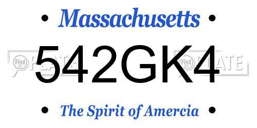 542GK4 Massachusetts License Plate