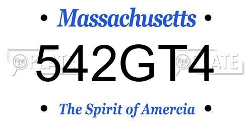 542GT4 Massachusetts License Plate