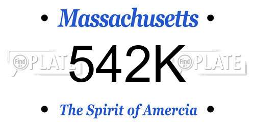542K Massachusetts License Plate