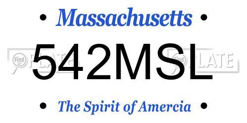 542MSL Massachusetts License Plate