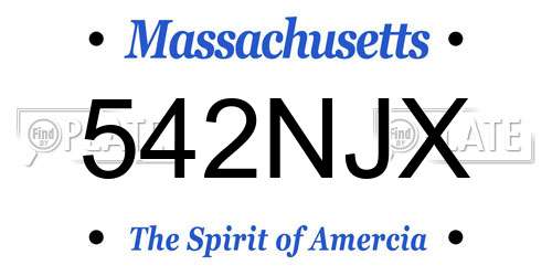 542NJX Massachusetts License Plate