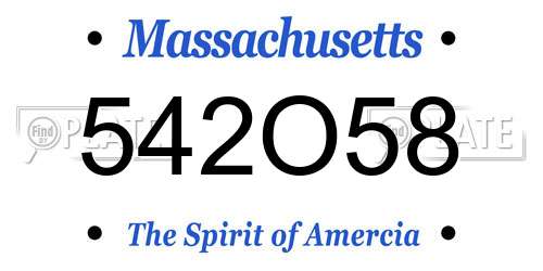 542O58 Massachusetts License Plate