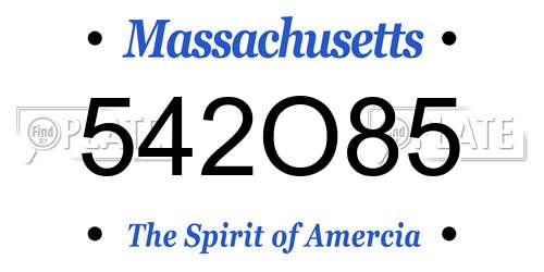 542O85 Massachusetts License Plate