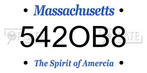 542OB8 Massachusetts License Plate