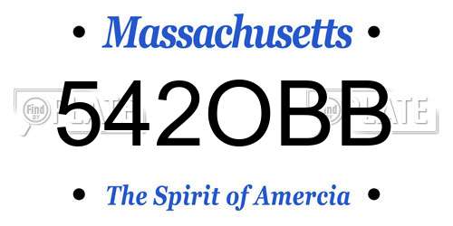 542OBB Massachusetts License Plate