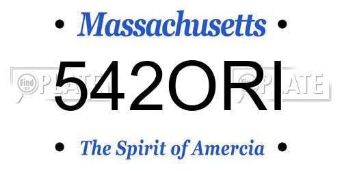 542ORI Massachusetts License Plate