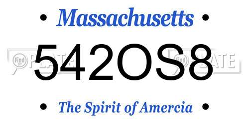 542OS8 Massachusetts License Plate