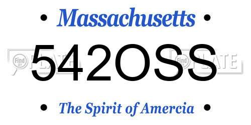 542OSS Massachusetts License Plate