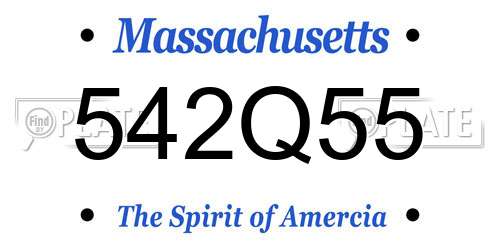 542Q55 Massachusetts License Plate