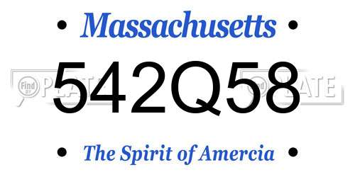 542Q58 Massachusetts License Plate