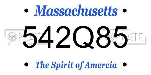 542Q85 Massachusetts License Plate