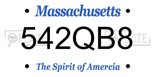 542QB8 Massachusetts License Plate