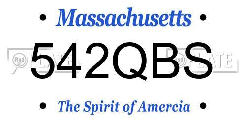 542QBS Massachusetts License Plate