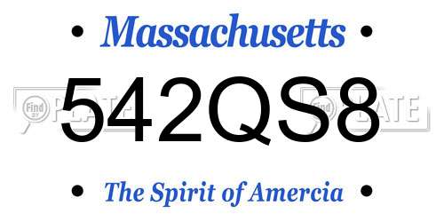 542QS8 Massachusetts License Plate