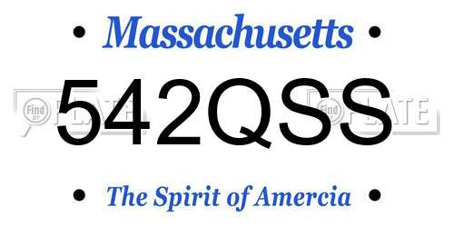 542QSS Massachusetts License Plate