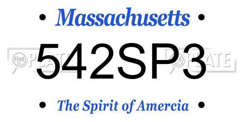542SP3 Massachusetts License Plate