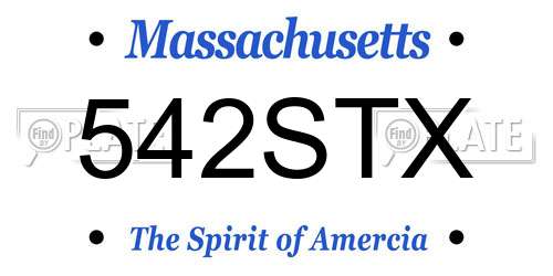 542STX Massachusetts License Plate