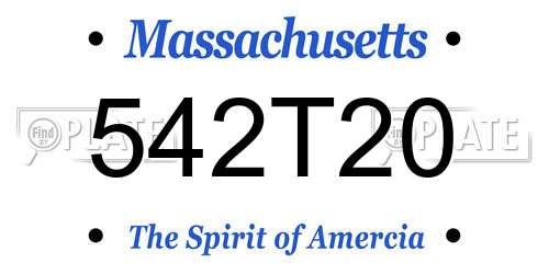 542T20 Massachusetts License Plate