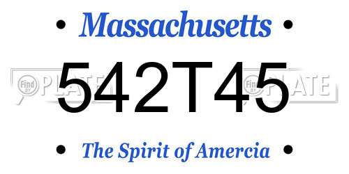 542T45 Massachusetts License Plate