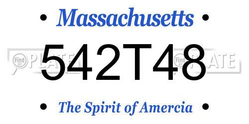 542T48 Massachusetts License Plate