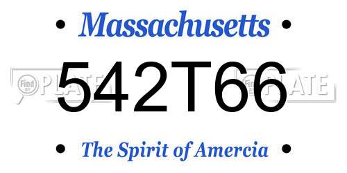 542T66 Massachusetts License Plate