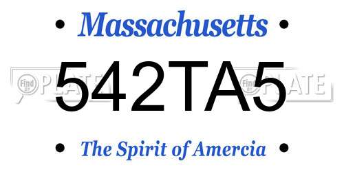 542TA5 Massachusetts License Plate