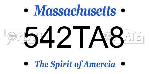 542TA8 Massachusetts License Plate