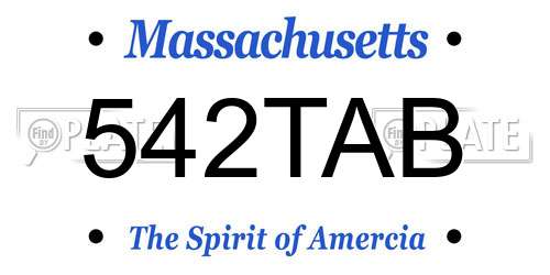 542TAB Massachusetts License Plate