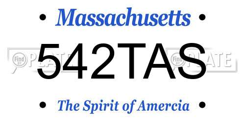 542TAS Massachusetts License Plate