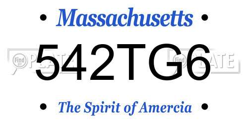 542TG6 Massachusetts License Plate