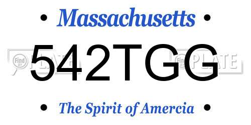 542TGG Massachusetts License Plate