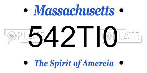 542TI0 Massachusetts License Plate
