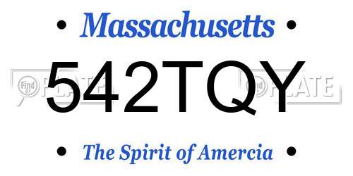 542TQY Massachusetts License Plate