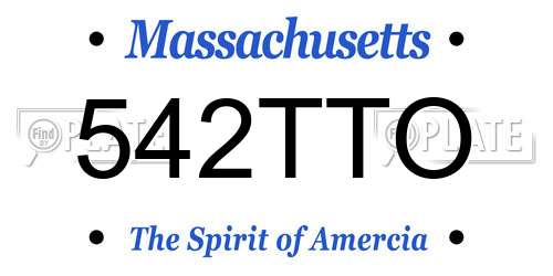 542TTO Massachusetts License Plate