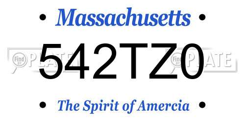 542TZ0 Massachusetts License Plate