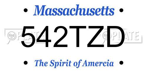 542TZD Massachusetts License Plate