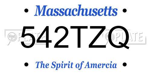 542TZQ Massachusetts License Plate