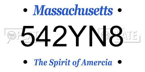 542YN8 Massachusetts License Plate