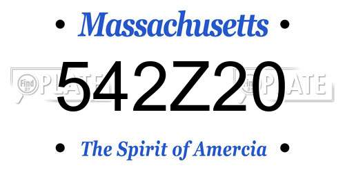 542Z20 Massachusetts License Plate