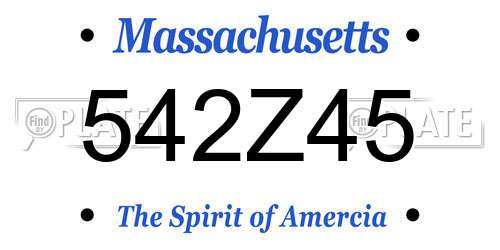 542Z45 Massachusetts License Plate