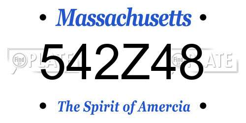 542Z48 Massachusetts License Plate