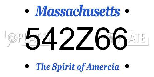 542Z66 Massachusetts License Plate