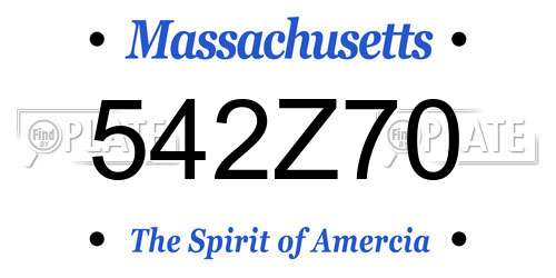 542Z70 Massachusetts License Plate