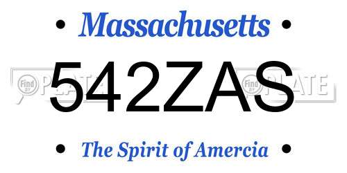 542ZAS Massachusetts License Plate
