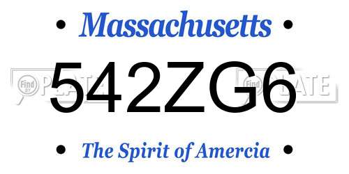 542ZG6 Massachusetts License Plate