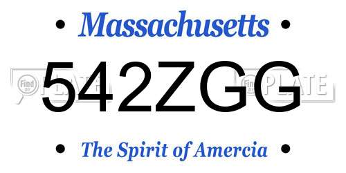 542ZGG Massachusetts License Plate