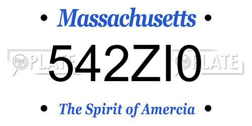542ZI0 Massachusetts License Plate