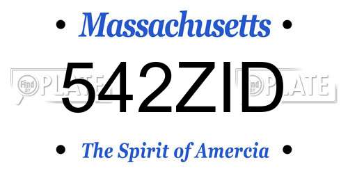 542ZID Massachusetts License Plate