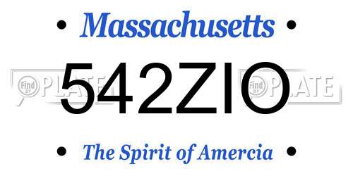 542ZIO Massachusetts License Plate
