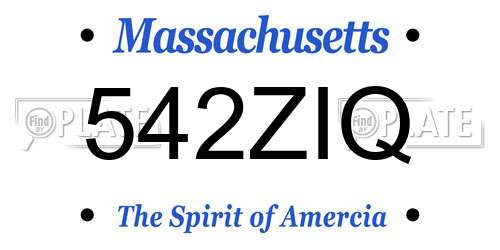 542ZIQ Massachusetts License Plate